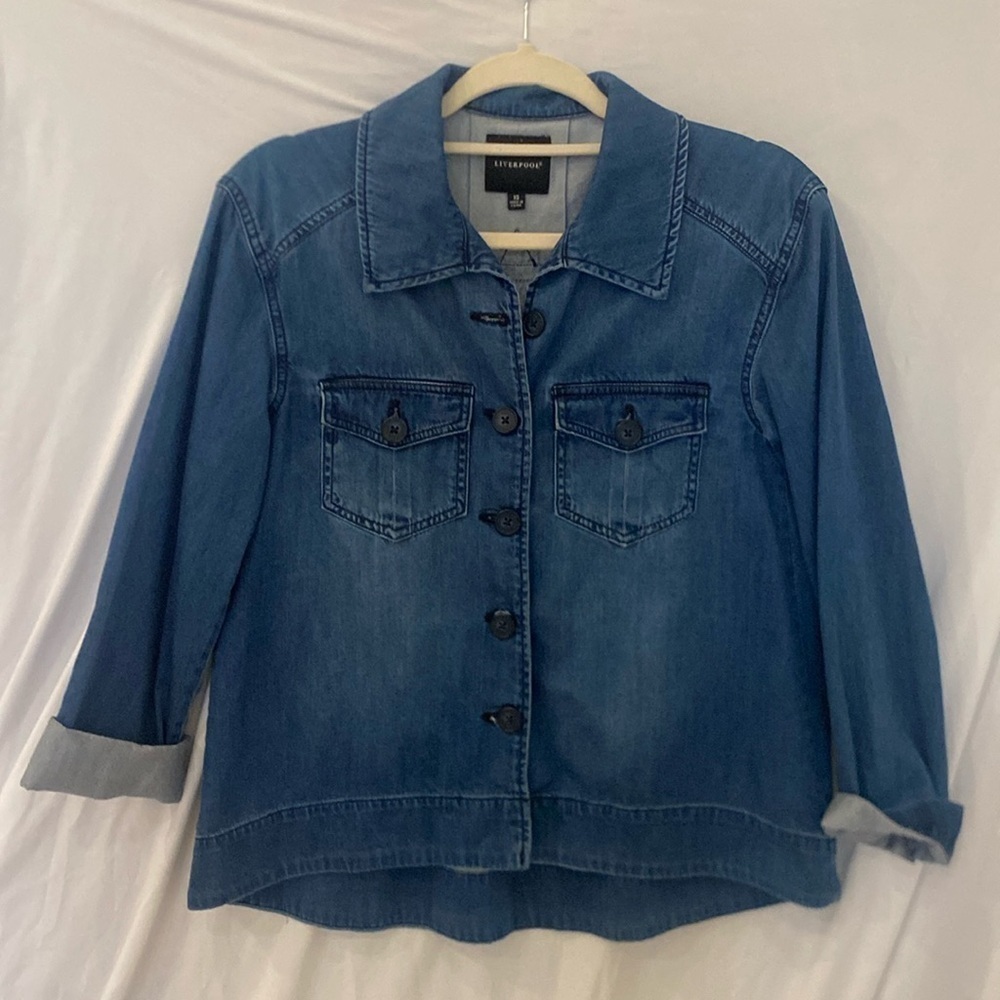 Liverpool denim jean jacket blouse XS